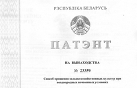 Получен патент Республики Беларусь 